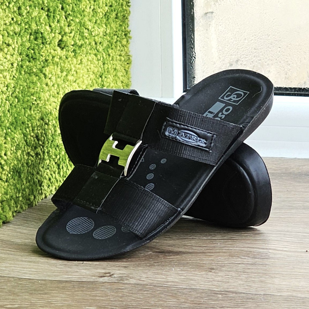 Чёрные Мужские Шлёпанцы Тапочки Тканевые Сланцы (размеры: 40,41,42,43,44,45) Днепр - изображение 3