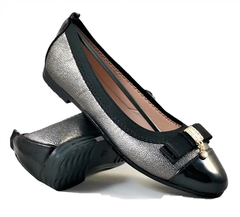 Жіночі Балетки Сірі Мокасини Туфлі Лакові (розміри: 38) - 7-5 Дніпро - фото 1