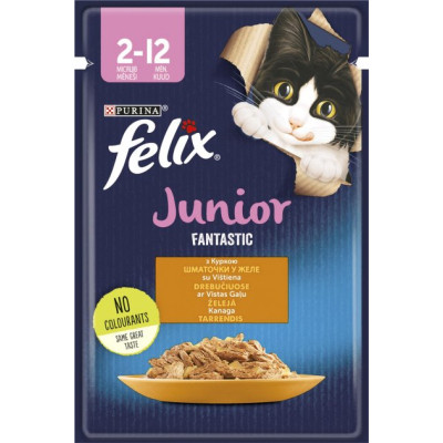 Вологий корм для кішок Purina Felix Fantastic Junior з куркою в желе 85 г (7613039832189) Вінниця - фото 1