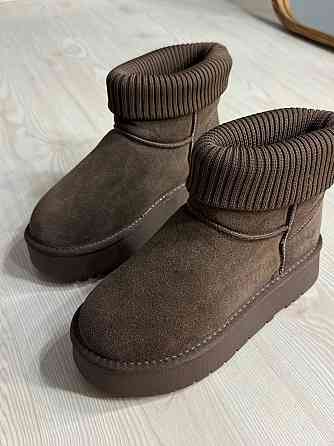 Уггі жіночі Hengji 56-7 з манжетом шкарпеткою на високій підошві коричневі, 37, 23,5 см Київ