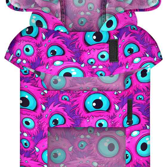 Дощовик-накидка з капюшоном для собак WAUDOG Clothes, малюнок "Око монстра", XL, А 55-61 см, B Коломыя