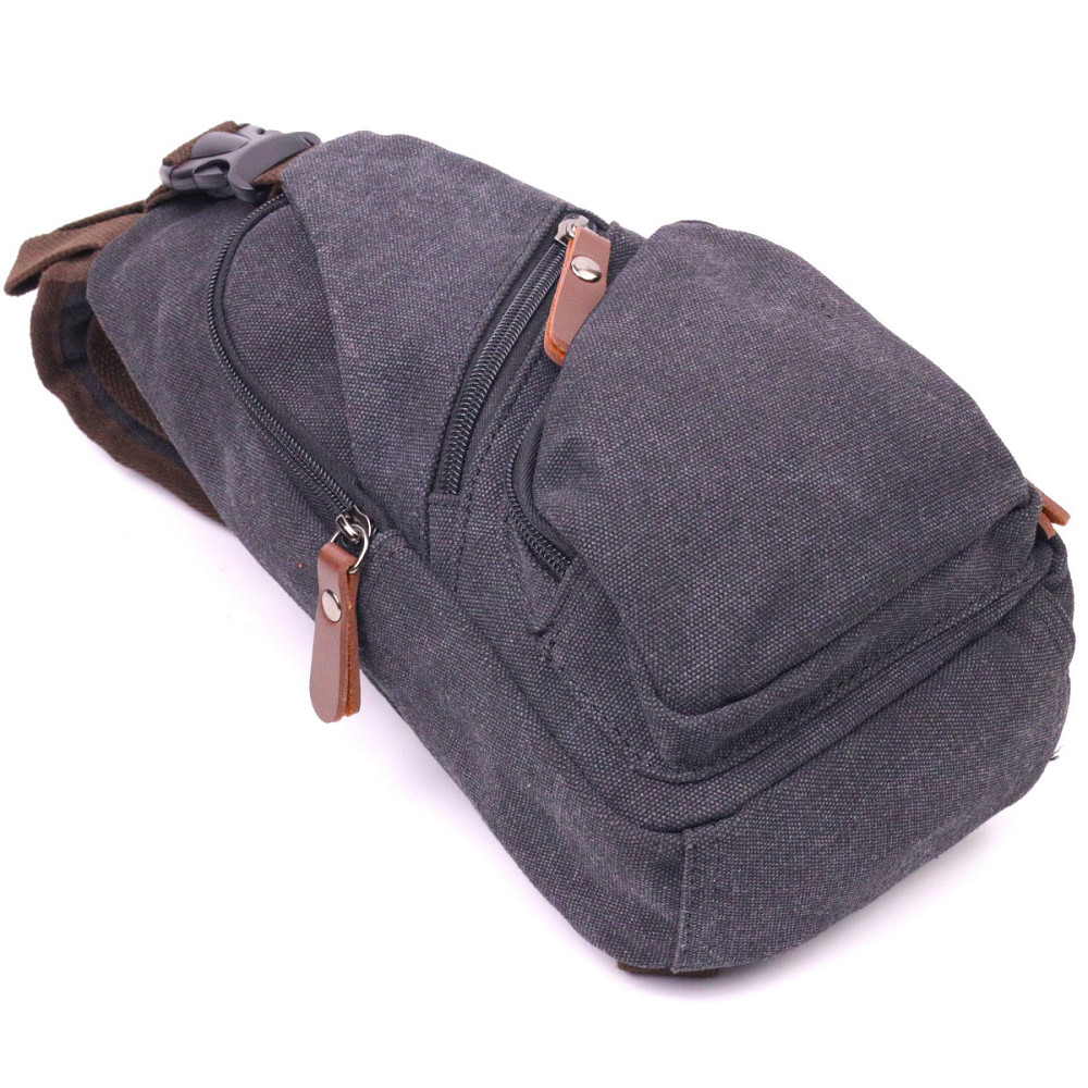 Мужская сумка через плечо с USB кабелем текстильная Черная (Vintage) Киев - изображение 7