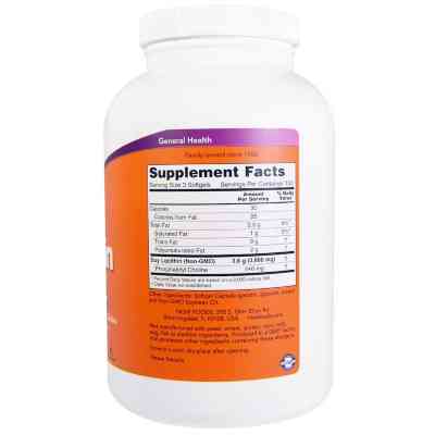 Амінокислота Now Foods Лецитин 1200мг, Lecithin, 400 желатинових капсул (NOW-02214) Вінниця