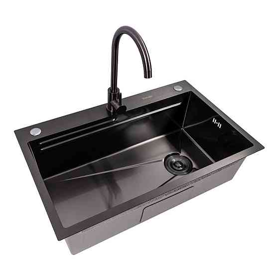 CM 75*46B Кухонна мийка PVD чорна (Work station) Valeso Handmade Коломыя