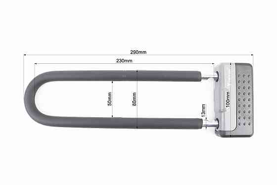 Замок протиугінний U-подібний 100x290 (50х230)мм, товщина скоби 13мм під ключ, чорно-сірий TY339D Київ