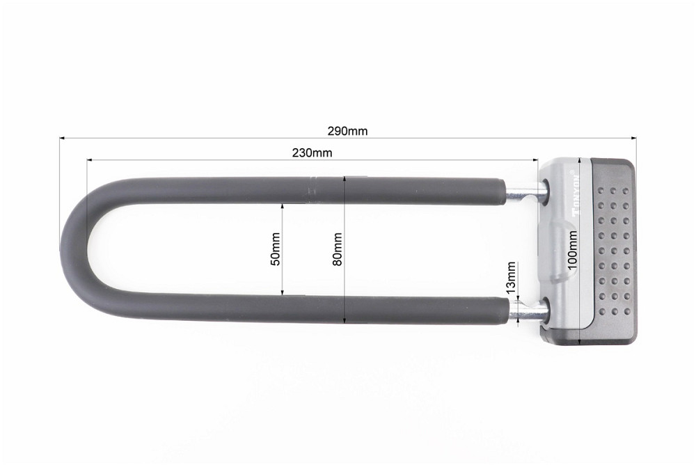 Замок протиугінний U-подібний 100x290 (50х230)мм, товщина скоби 13мм під ключ, чорно-сірий TY339D Київ - фото 2