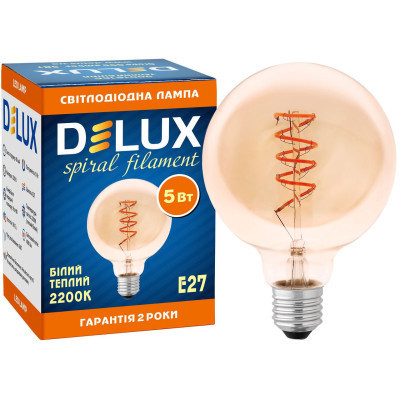 Лампочка Delux Globe G95 5Вт E27 2200К amber spiral filament (90018166) Винница - изображение 2