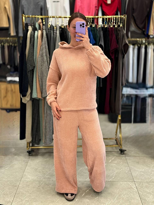 Женский теплый уютный костюм двойка из альпаки Персик, 42/44 Одесса - изображение 1