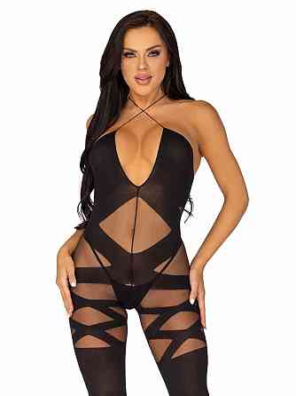Бодістокінг Leg Avenue Illusion halter bodystocking One size Black, доступ Sex Aura Київ