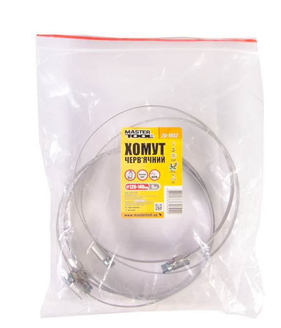 MASTERTOOL Хомут черв'ячний MASTERTOOL German type W2 DIN 3017 9.0 мм Ø 120-140 мм 5 шт 20-1952 Коломия - фото 2