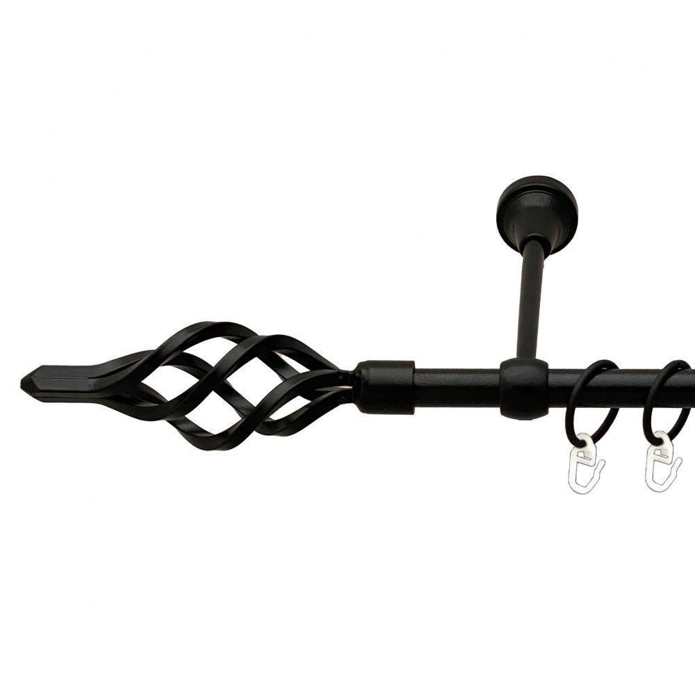 Карниз Orvit Ажур Мала металевий однорядний литий гладка труба кільце металеве Чорний Оксамит 16 мм 120 см (00-00013775) Львів - фото 1