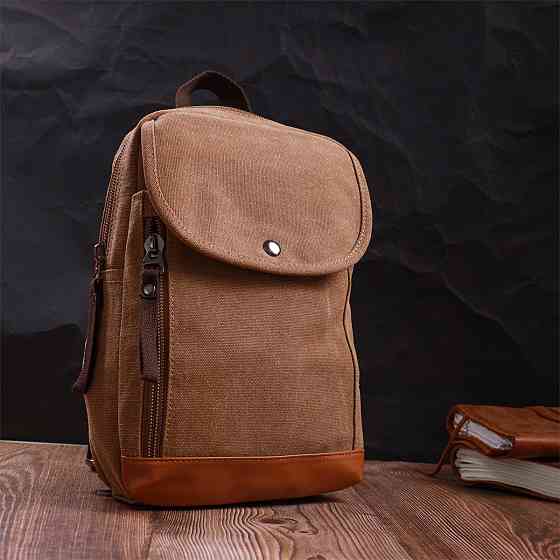 Практичний рюкзак для чоловіків із щільного текстилю Vintage 22183 Коричневий Київ