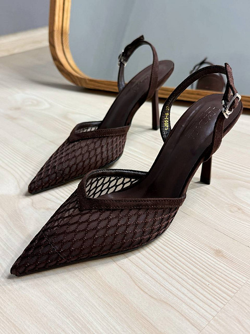 Туфлі жіночі Meideli 2051-8 слінбекі сітка на шпильці коричневі, 40, 26,5 см Київ - фото 5
