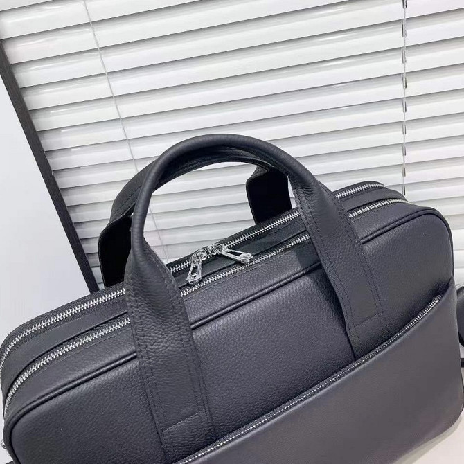 Кожаная мужская деловая сумка-портфель портфель для ноутбука черный Tiding Bag 56901 Каменское - изображение 2