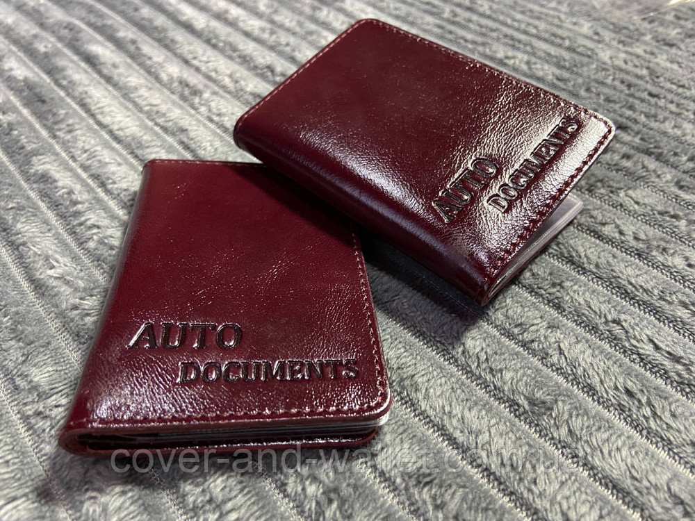 Бордовая кожаная обложка на ID паспорт и права ST Leather Киев - изображение 2