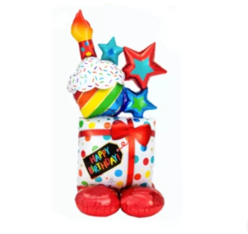 Шар стоя объемный фигурный фольгированный подарок и тортик 109х62 см для воздуха Киев - изображение 1