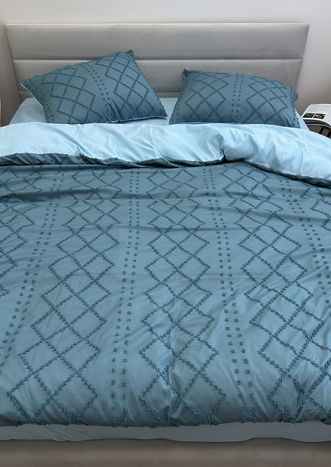 Ecotton Комплект постільної білизни Ecotton Jaquard двоспальний Євро 210х215 бірюзовий Киев - изображение 3