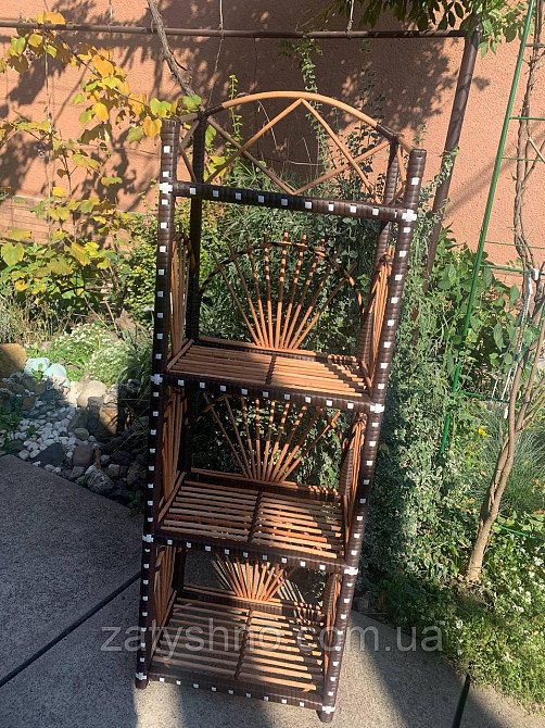 Крісло-гойдалка та етажерка, комплект плетених меблів Київ - фото 6