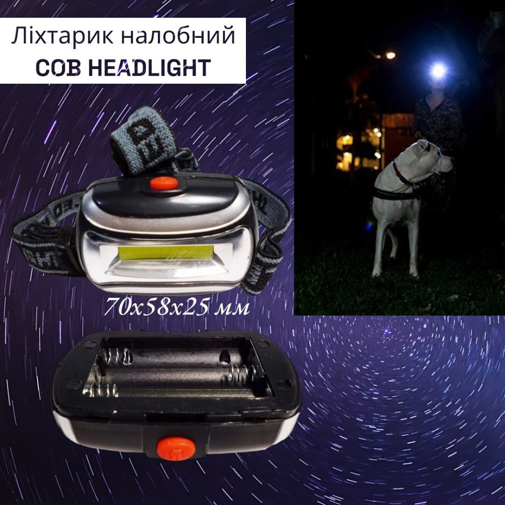 Налобний ліхтар COB HEADLIGHT BLL-2016 3.7V з яскравим освітленням, регульованим ремінцем та зручним корпусом для роботи Одеса - фото 1