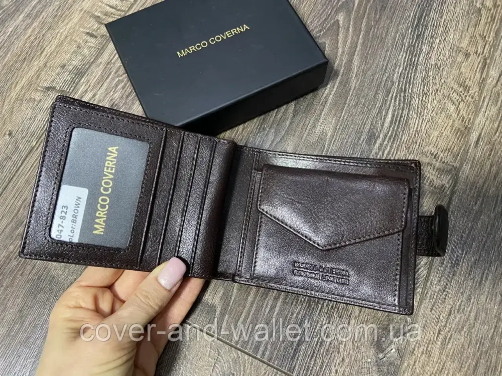 Брендовий чоловічий гаманець із блоком для документів чорного кольору Marco Coverna BK 010-823 Київ - фото 12