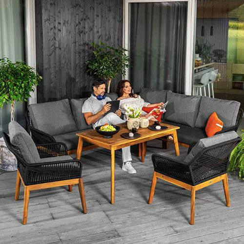 Комплект садових меблів для тераси двору балкона набір столу та стільців для відпочинку Di Volio Albenga чорний Київ - фото 1