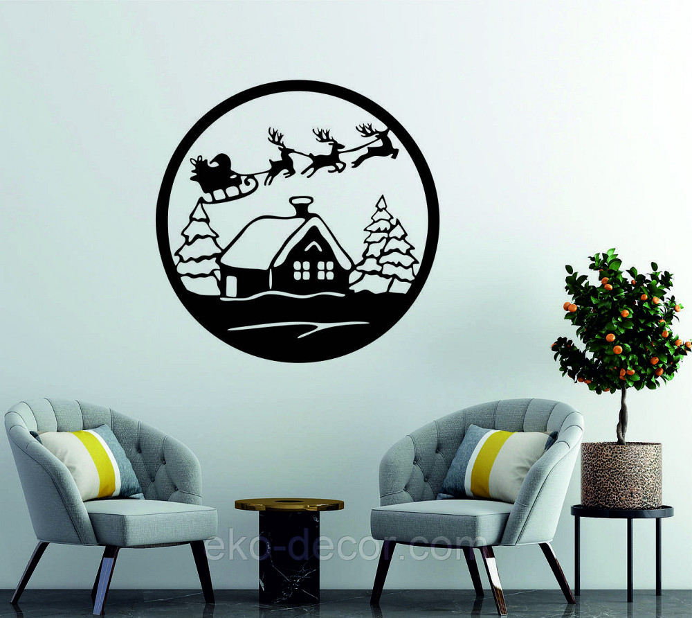 Декоративне настінне Панно «Новий рік», Декор на стіну 90*90 см, Чорний Київ - фото 2