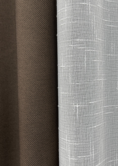 Комплект штор VR-Textil рогожка преміум TERRA LUXE 100х270 2шт і Тюль 300х270 1861ш-115т шоколадний з білим 71-079/1 Київ - фото 6