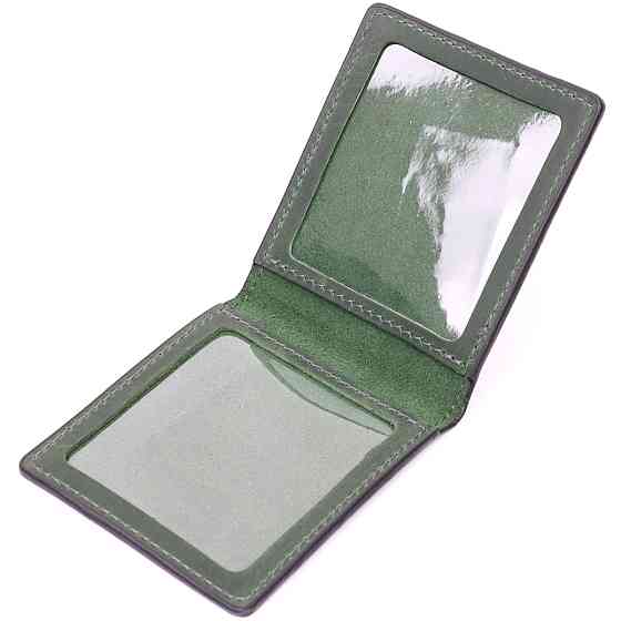 Якісна шкіряна обкладинка на посвідчення учасника бойових дій GRANDE PELLE 11664 Зелений Київ