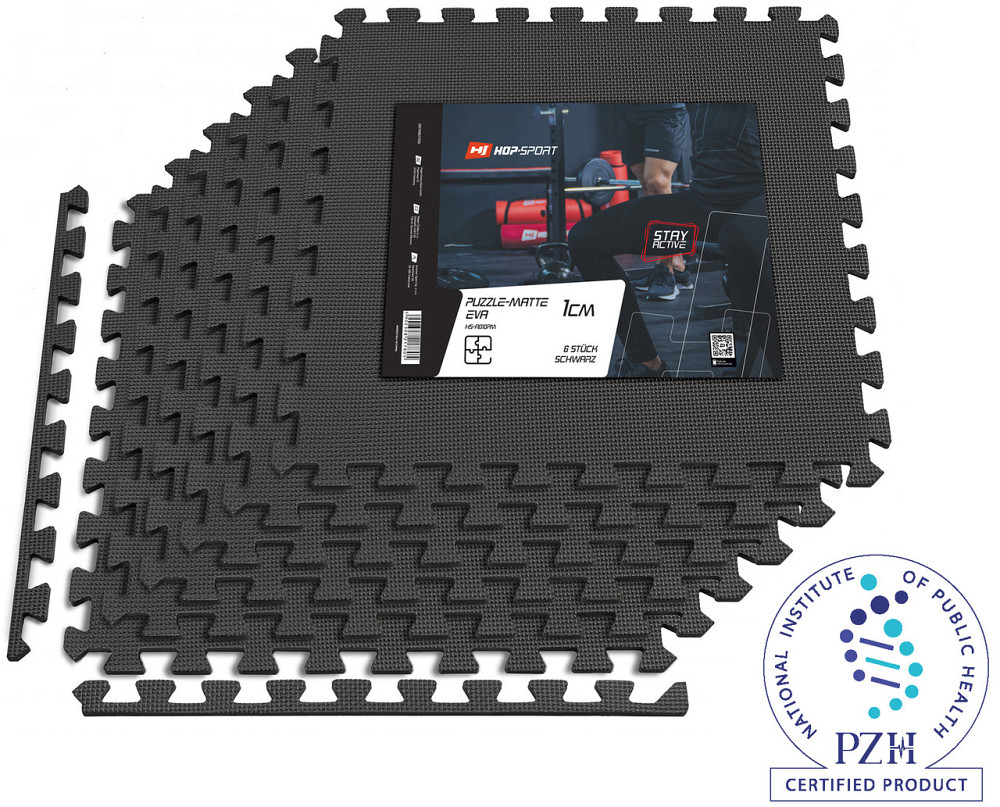 Мат-пазл Hop-Sport EVA 1см HS-A010PM - 6 частей черный Киев - изображение 2