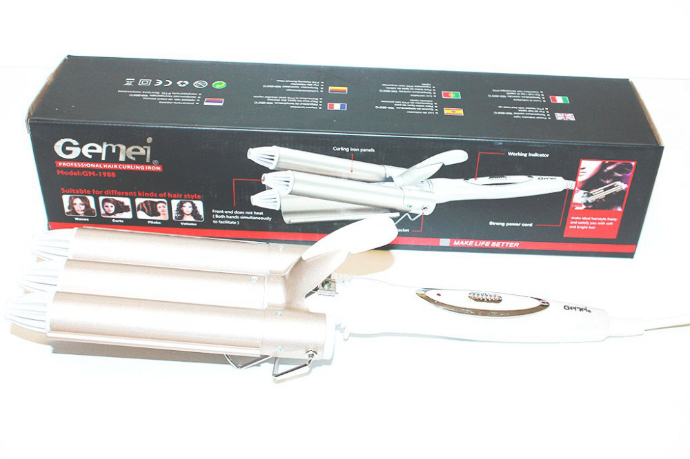 Потрійна плойка (щипці для волосся) керамічне покриття Gemei GM 1988 Вінниця - фото 3