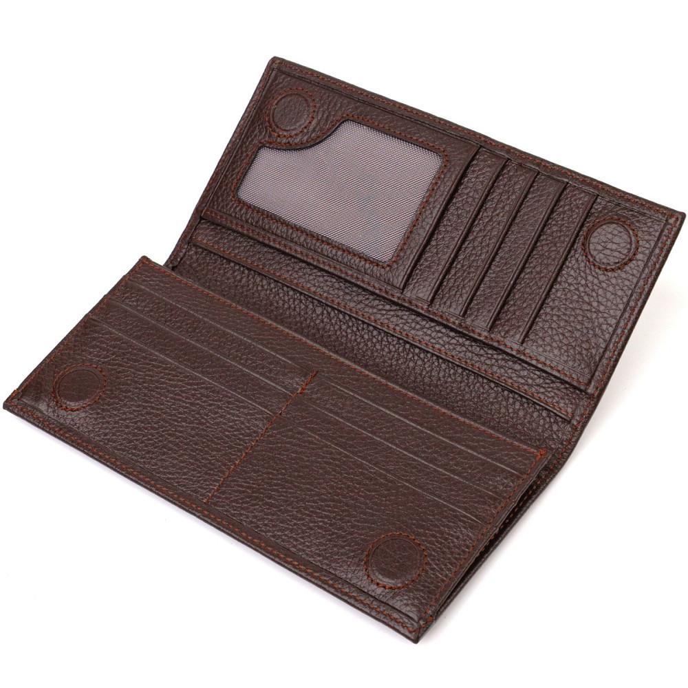 Класичний чоловічий вертикальний гаманець із натуральної шкіри CANPELLINI 21902 Коричневий Київ - фото 6