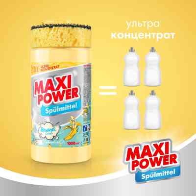 Средство для ручного мытья посуды Maxi Power Банан 1000 мл (4823098408499) Винница
