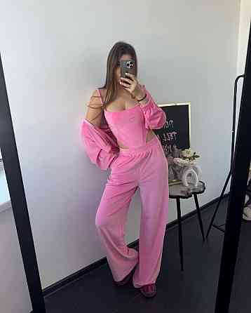 Женский стильный привлекательный велюровый костюм Барби, 42/44 Одесса