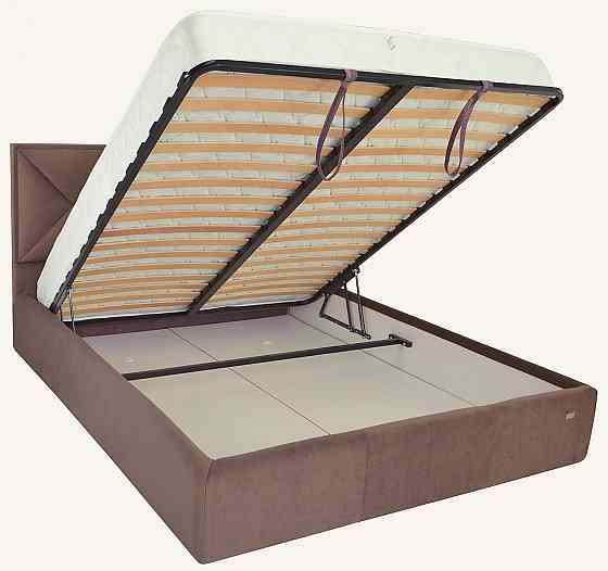 Кровать Двуспальная Leeds Comfort 160 х 190 см С подъемным механизмом и нишей для белья Коричневый Днепр