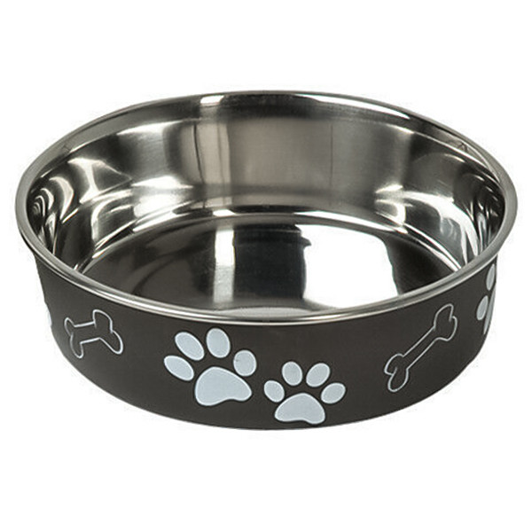 Flamingo Bella ФЛАМІНГО БЕЛЛА миска для собак, нержавіюча сталь, чорний з малюнком лап Київ - фото 1