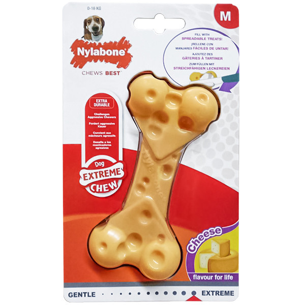 Nylabone Extreme Chew Cheese Bone НІЛАБОН СИРНА КІСТКА жувальна іграшка для собак, смак сиру Київ - фото 1