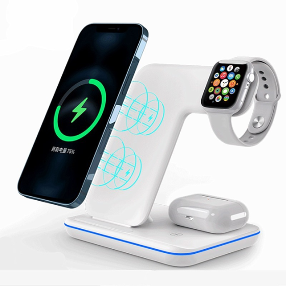 Беспроводная зарядная станция Smart Z5A 3в1 15W для iPhone, Apple Watch, AirPods, белая Киев