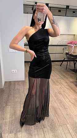 Жіноча елегантна святкова максі сукня  з оксамиту з блискітками + сітка Одеса