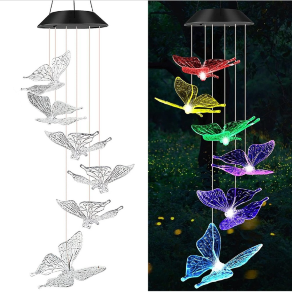 Светильник садовый Бабочки на солнечной батарее 65 см. Подвесной Прозорий Одесса - изображение 1