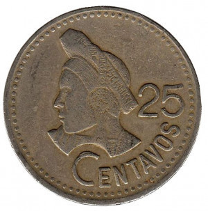 Индианка. Монета 25 сентаво. 1982,88 год, Гватемала. (БД) Полтава - изображение 1