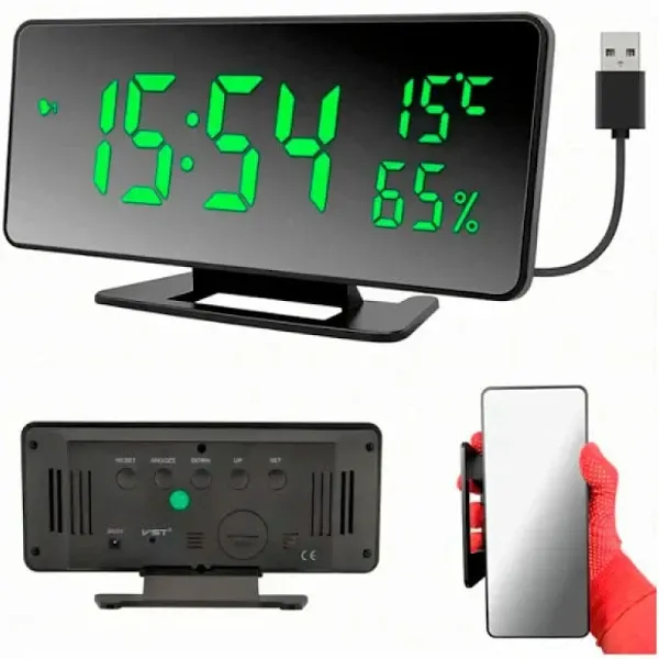 Зеленые электронные часы с зеркальной поверхностью VST-888Y Одесса - изображение 1