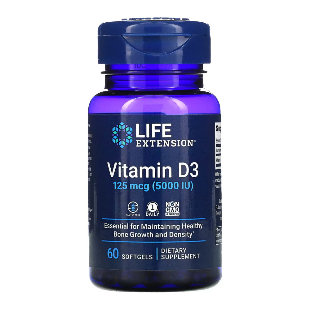 Витамин D3 Life Extension Vitamin D3 125 mcg 5000 МЕ 60 капс Киев - изображение 3