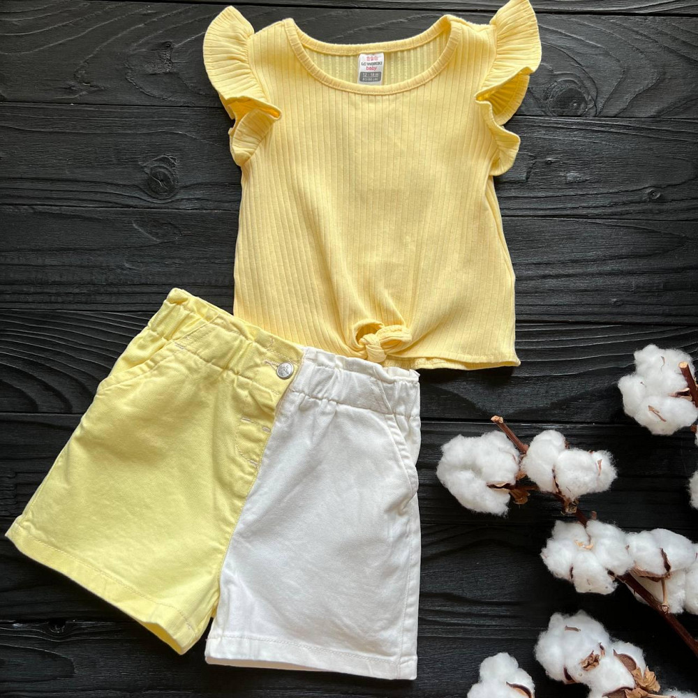 Дитячі Джинсові Шорти Для Дівчинки LC Waikiki Жовто-Білі 5-6 років (110-116см) пакунок малюка Киев - изображение 4