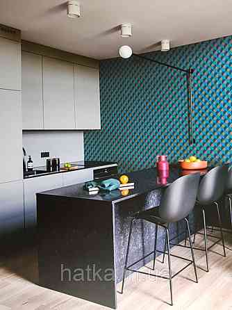 Шпалери вінілові на флізелін Sirpi AltaGamma Home 3 геометрія трикутники бірюзові сині коричневі яскраві 3д Київ