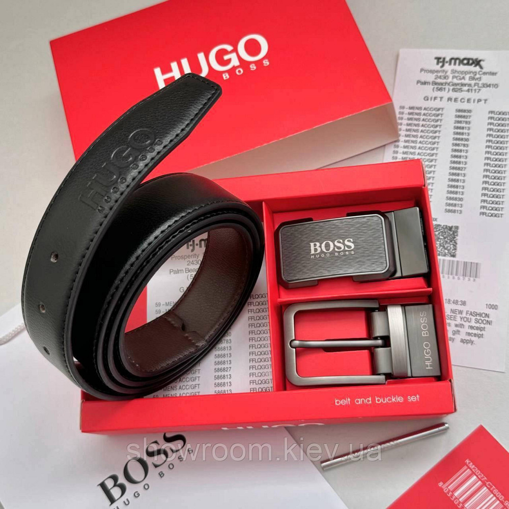 УЦЕНКА!!! Мужской кожаный ремень с двумя пряжками, подарочная упаковка HB (219) Киев - изображение 6