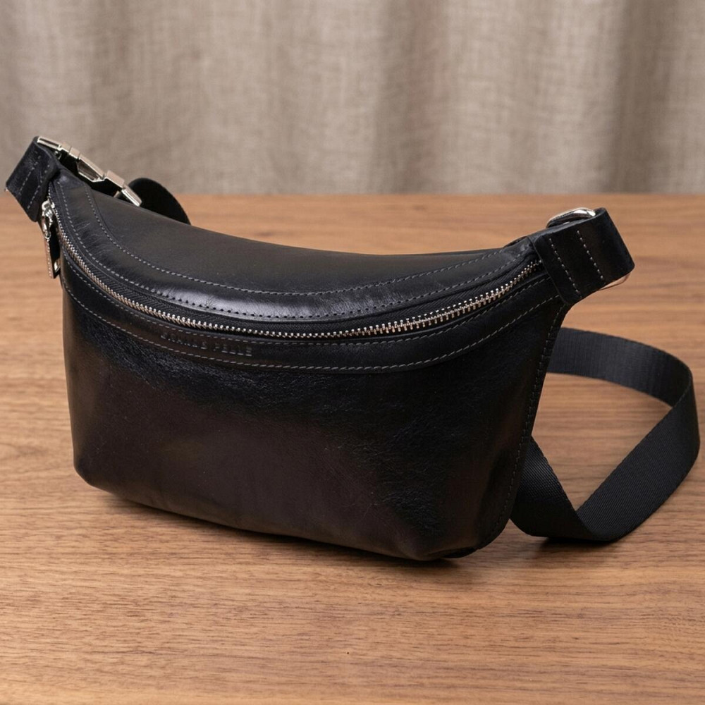 Кожаная бананка унисекс GRANDE PELLE 22813 Черный Киев - изображение 11