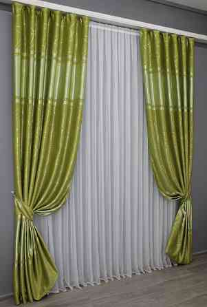 Комплект готовых штор VR-Textil Софт Лиана № 462ш Оливковый 150х270 см 2 шт (30-202) Киев