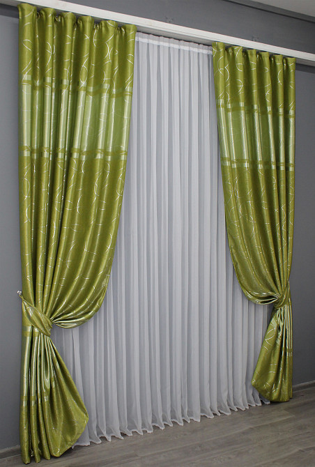 Комплект готовых штор VR-Textil Софт Лиана № 462ш Оливковый 150х270 см 2 шт (30-202) Киев - изображение 3
