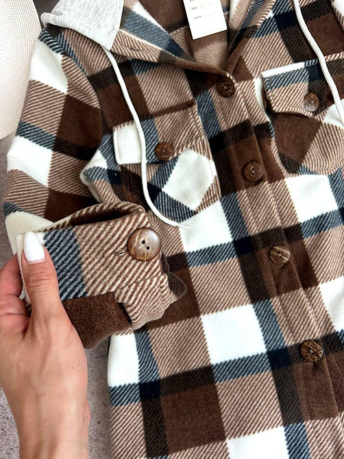 Жіноча тепла оверсайз сорочка з капюшоном турецький двосторонній фліс Полар Шоколад, 42/46 Одеса - фото 9