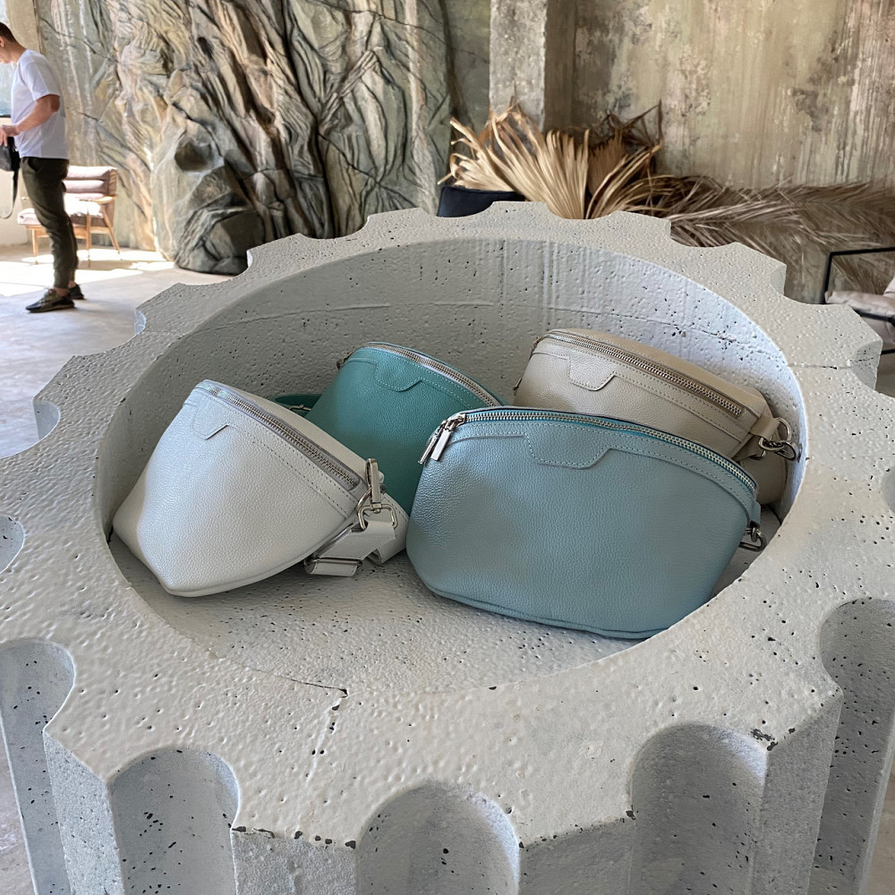 Бананка шкіряна жіноча, поясна сумка якісна на кожен день, м'ятнаMasterSem Київ - фото 4